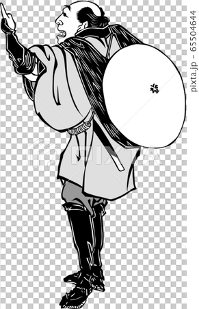 浮世絵　町人　その160　白黒 65504644