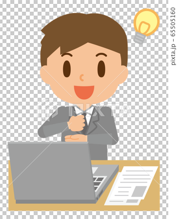 Businessman desk work computer Businessman desk work computer 65505160