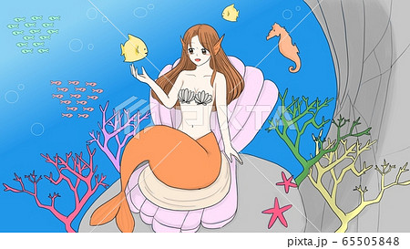 人魚 マーメイド 海のイラスト素材