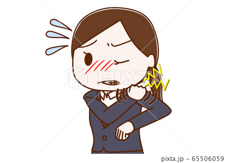 肩こりがひどくて辛いスーツ姿の女性 肩こりがひどくて辛いスーツ姿の女性 65506059