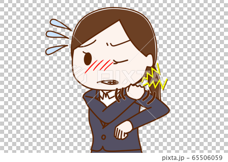 肩こりがひどくて辛いスーツ姿の女性 肩こりがひどくて辛いスーツ姿の女性 65506059