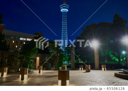 都市夜景 横浜 山下公園の世界の広場から眺める横浜マリンタワー 都市夜景 横浜 山下公園の世界の広場から眺める横浜マリンタワー 65506126