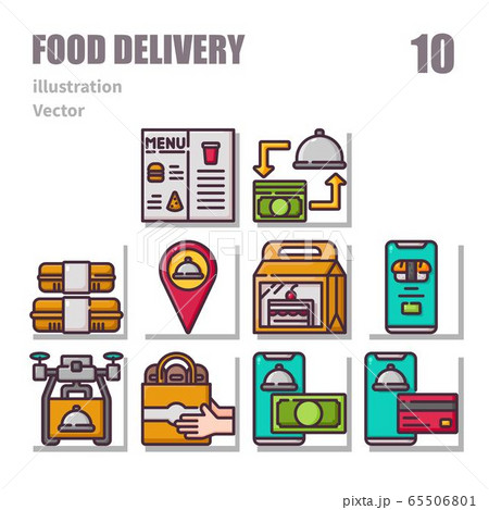Food Delivery icons set, Color symbol, vector and Food Delivery icons set, Color symbol, vector and 65506801