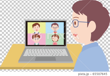 Man making a video conference with a laptop 65507645