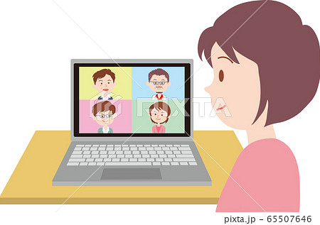 ノートパソコンでテレビ会議する女性 65507646