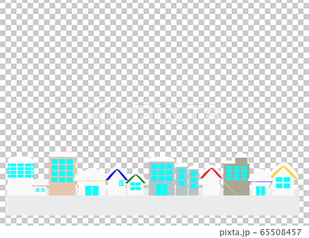 Winter city background or frame with snow-covered houses and buildings 65508457