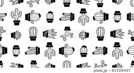 cactus seamless pattern vector Desert botanica flower garden plant cartoon tile background repeat wallpaper scarf isolated doodle illustration white design 65509407