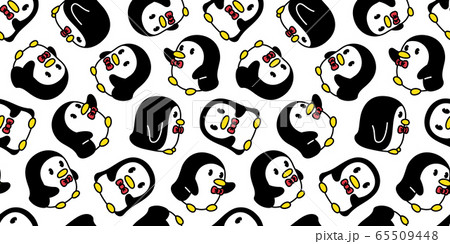 penguin Seamless pattern bird bow tie vector cartoon scarf isolated tile background repeat wallpaper illustration doodle design 65509448