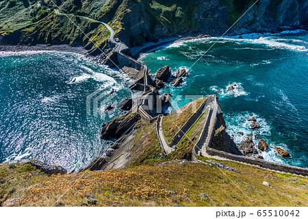 View of the stairs leading up to the Gaztelugatxe hermitage in Cape Matxitxako 65510042