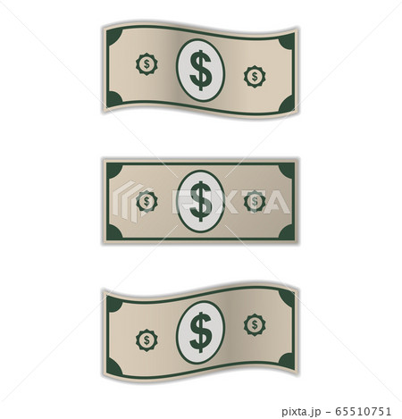 Dollar bill banknote, money cash, isolate with shadow on white background, Vector illustration Dollar bill banknote, money cash, isolate with shadow on white background, Vector illustration 65510751