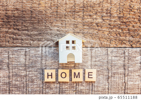 Stay Home Stay Safe. Miniature toy house with Stay Home Stay Safe. Miniature toy house with 65511188