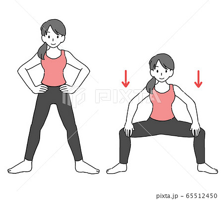 スクワットする女性のイラスト 65512450