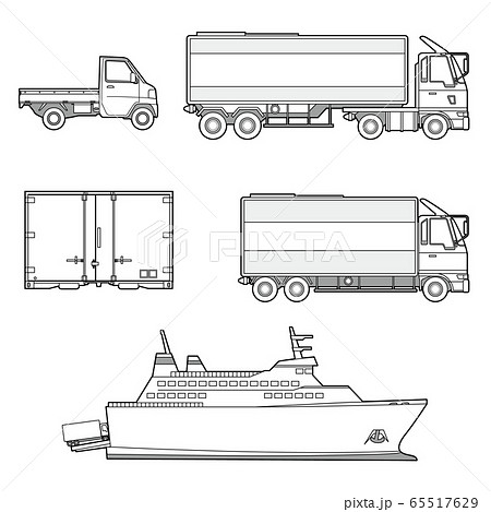 輸送手段 トラック コンテナ 輸送船のイラスト素材