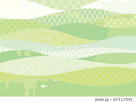 新緑の和柄の波模様背景 緑色のイラスト素材