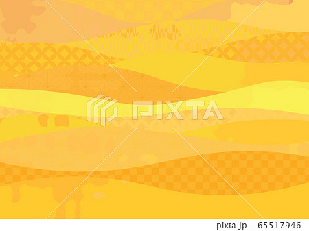 めでたい和柄の波模様背景 金色のイラスト素材 65517946 Pixta