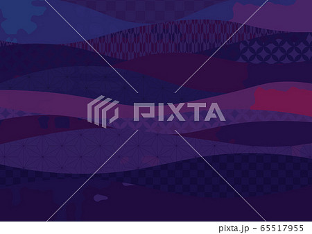 かっこいい和柄の波模様背景 紫色のイラスト素材 65517955 Pixta