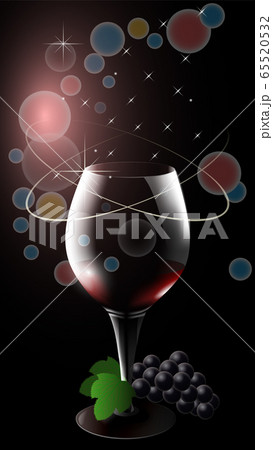 ワイングラスとぶどうの縦型壁紙のイラスト素材