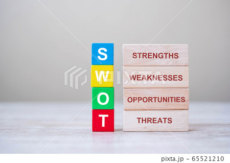 SWOT text wooden cube with Strengths, Weakness, SWOT text wooden cube with Strengths, Weakness, 65521210