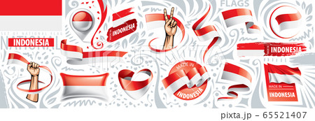Vector set of the national flag of Indonesia in various creative designs Vector set of the national flag of Indonesia in various creative designs 65521407