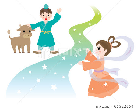 七夕の夜に天の川で会う織姫と彦星 七夕の夜に天の川で会う織姫と彦星 65522654