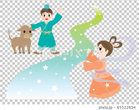 七夕の夜に天の川で会う織姫と彦星 七夕の夜に天の川で会う織姫と彦星 65522654