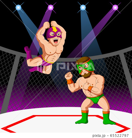 Two men with mask fighting mixed martial arts 65522797