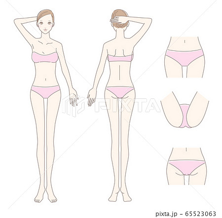 女性 脱毛 全身のイラスト素材
