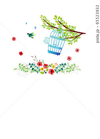 ハガキ素材 Justmoved 鳥 文字なし テクのイラスト素材