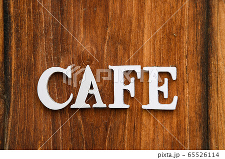 Craft cafe word, made of wooden, on wooden wall. 65526114