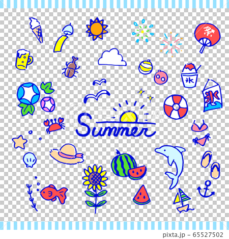 夏の手描き風イラストセットのイラスト素材 [65527502] - PIXTA
