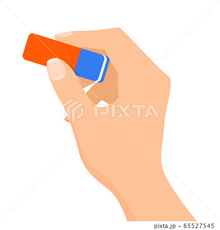 Hand holding a blue and red eraser Hand holding a blue and red eraser 65527545