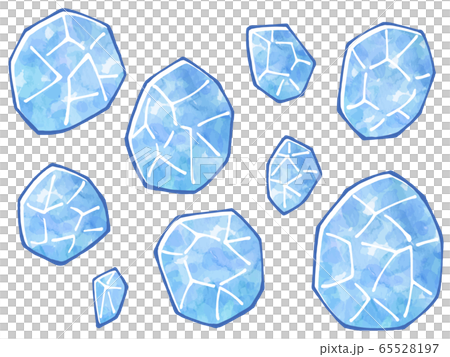 砕けた氷の水彩風イラストセット 砕けた氷の水彩風イラストセット 65528197
