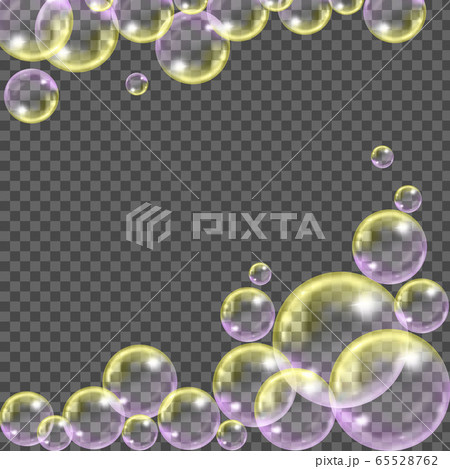 Flying transparent soap bubbles on checkered...のイラスト素材