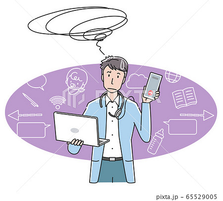 テレワークと子育ての両立に悩む男性 65529005