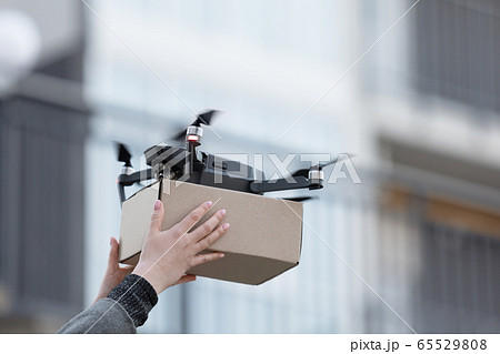 New drone with package box, delivery service modern electronic device New drone with package box, delivery service modern electronic device 65529808