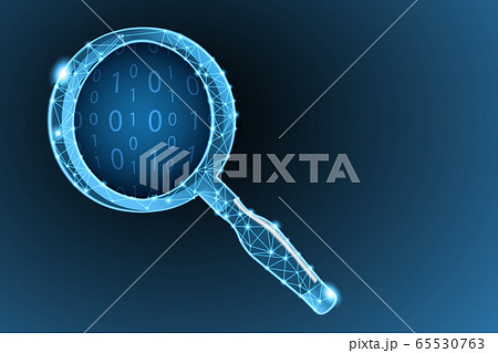 Magnifier over a binary code of numbers zero and one 65530763