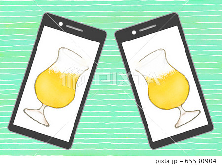 オンライン飲み会-カジュアル-丸グラス オンライン飲み会-カジュアル-丸グラス 65530904
