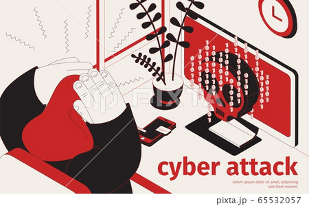 Cyber Attack Isometric Background 65532057