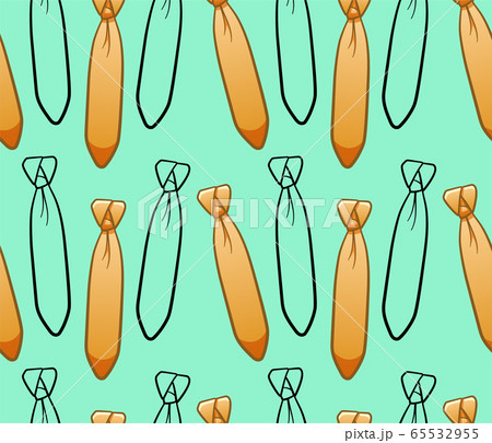 Yellow and black outline style neckties seamless pattern 65532955