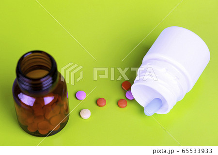 Home treatment. Different pill bottles 65533933