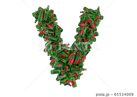 Letter V from green glass beer bottles Letter V from green glass beer bottles 65534009