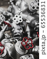 Industrial valves with red wheels. close-up  65536831