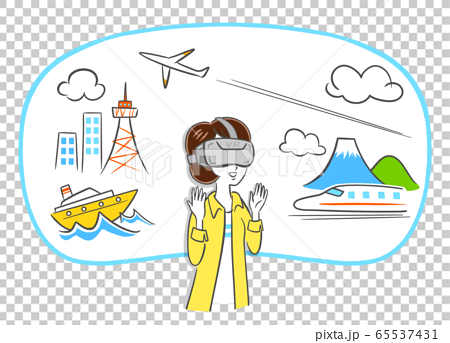 Vr Travel Mood Woman Illustration Stock Illustration