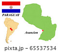 Republic of Paraguay. The Capital Is Asuncion. Flag Of Paraguay. Map of the continent of South America with country borders. Vector graphics. 65537534