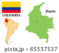 Republic of Colombia. The Capital Is Santa Fe De Bogota. Flag of Colombia. Map of the continent of South America with country borders. Vector graphics. 65537537