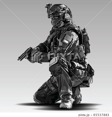 Vector Policeman Tactical Shoot Illustration. 65537883