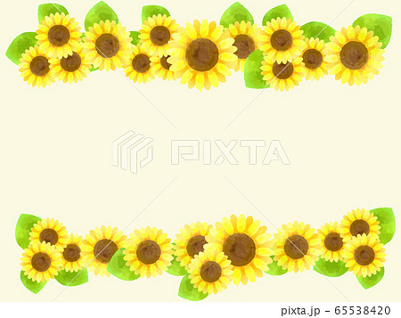 かわいい夏の花黄色いひまわりのおしゃれな黄色の背景のイラスト素材