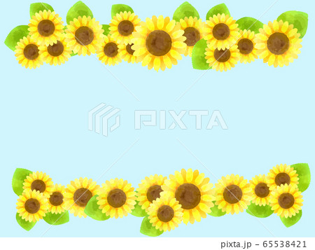 かわいい夏の花黄色いひまわりのおしゃれな水色の背景のイラスト素材