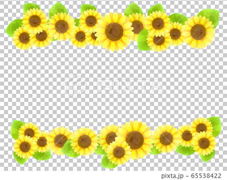 かわいい夏の花黄色いひまわりのおしゃれな白バックの背景のイラスト素材