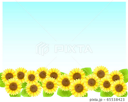 かわいい夏の花黄色いひまわりのおしゃれなグラデーションの背景のイラスト素材 65538423 Pixta